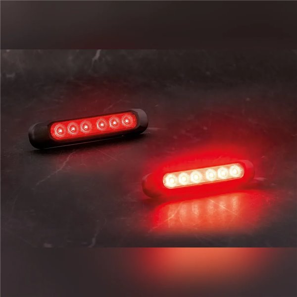Piloto LED trasero FT-336 LED 2 funciones FRENO/POSICIÓN cable 1metro, 12/24V 132mm Homologación R1 S1