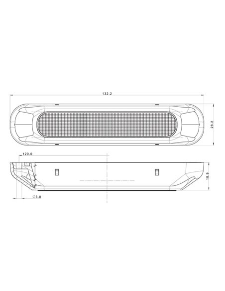 Feu arrière à LED FT-336, 2 fonctions : feu stop/position, câble de 1 mètre, 12/24 V, 132 mm, homologué R1 S1