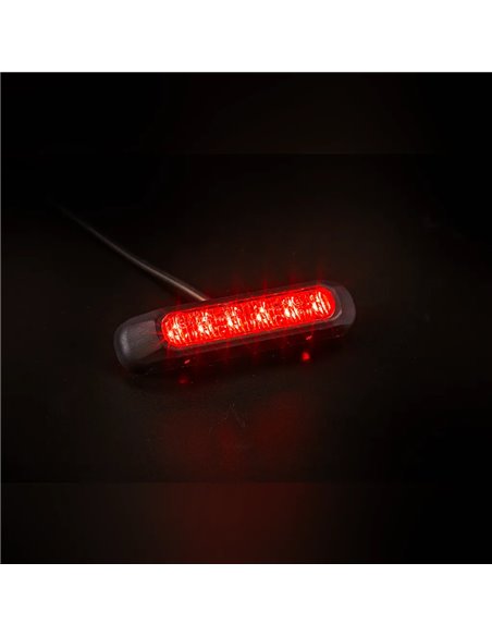 Piloto estroboscópico rojo LED FT-200 C LED DARK ADR, luz de advertencia versión oscura, cable 1m, 12/30V 132mm Homologación XR1