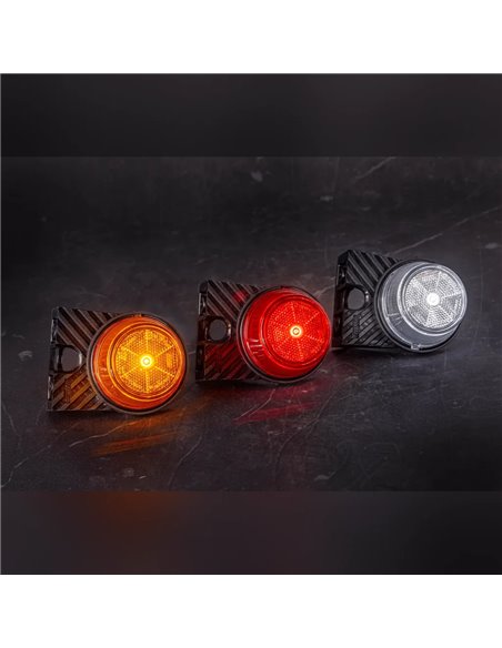 Feu de gabarit à LED avec support coudé jaune et réflecteur FT-059 B+K LED, câble de 0,5 mètre, homologation E9 12/36 V