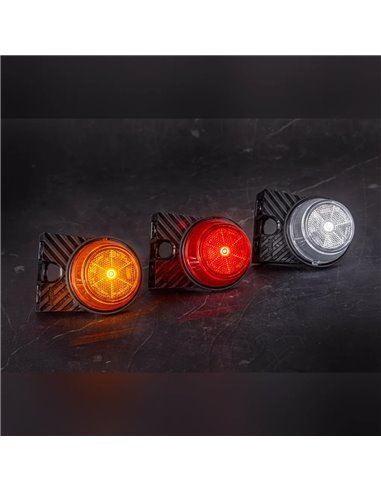 Feu de gabarit à LED avec support coudé blanc et réflecteur FT-059 B+K LED, câble de 0,5 mètre, homologation E9 12/36 V