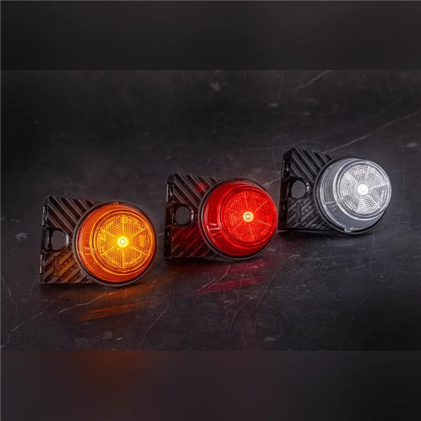 Luz de sinalização LED com suporte angular branco e refletor FT-059 B+K LED, cabo de 0,5 metro, homologação 12/36V E9