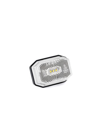 Luz de gálibo LED blanca posición delantera FT-001 B con reflector y cable 0,5 metros 12/36V, Homologación A E9