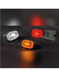 Luz de gálibo LED roja posición trasera FT-001 CI con soporte angular, reflector y cable 0,5 metros 12/36V, Homologación E9 R1 I 2