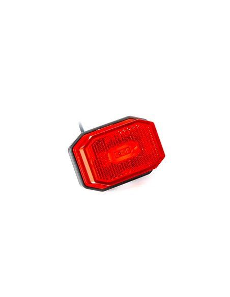 Luz de gálibo LED roja posición trasera FT-001 C con reflector y cable 0,5 metros 12/36V, Homologación E9 R1 IA