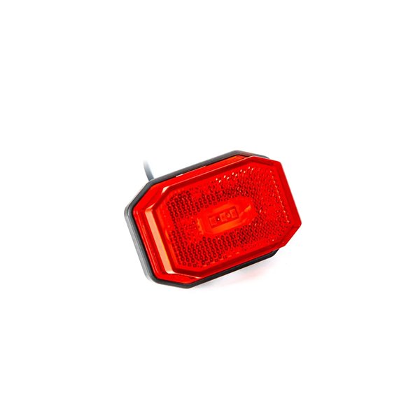 Luz de gálibo LED roja posición trasera FT-001 C con reflector y cable 0,5 metros 12/36V, Homologación E9 R1 IA