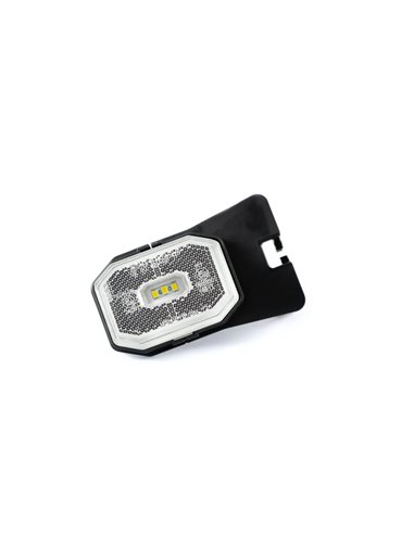 Luz de gálibo LED blanca posición delantera FT-001 BI con soporte angular, reflector y cable 0,5 metros 12/36V, Homologación E9 