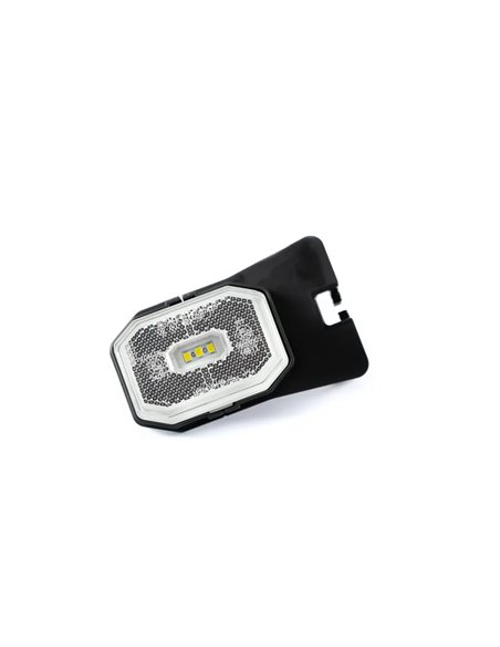 Luz de gálibo LED blanca posición delantera FT-001 BI con soporte angular, reflector y cable 0,5 metros 12/36V, Homologación E9 