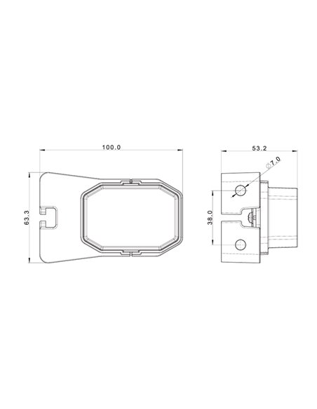 Feu de gabarit avant à LED blanc FT-001 BI avec support coudé, réflecteur et câble de 0,5 mètre, 12/36 V, E9