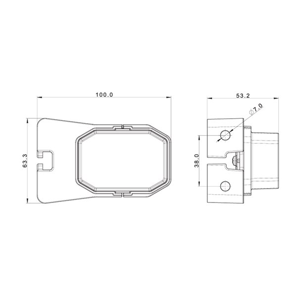 FT-001 BI Luz de posição frontal LED branca com suporte angular, refletor e cabo de 0,5 metro 12/36V, homologação E9