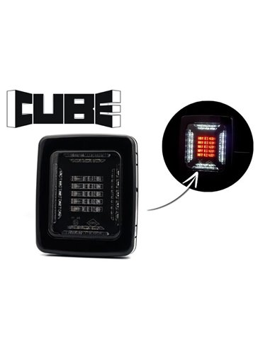 Piloto Trasero LED Marco Negro CUBE LZD 2876 | Marcha Atrás y Antiniebla | IP68 12/24V | F1 AR