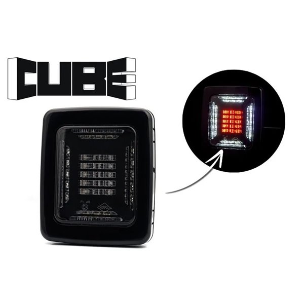 Piloto Trasero LED Marco Negro CUBE LZD 2876 | Marcha Atrás y Antiniebla | IP68 12/24V | F1 AR