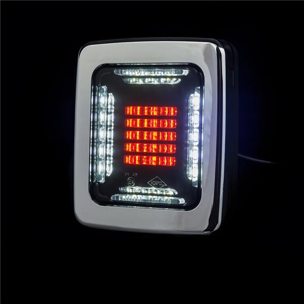 Piloto Trasero LED CUBE LZD 2876 | Marcha Atrás y Antiniebla | IP68 12/24V | F1 AR | Marco Cromado
