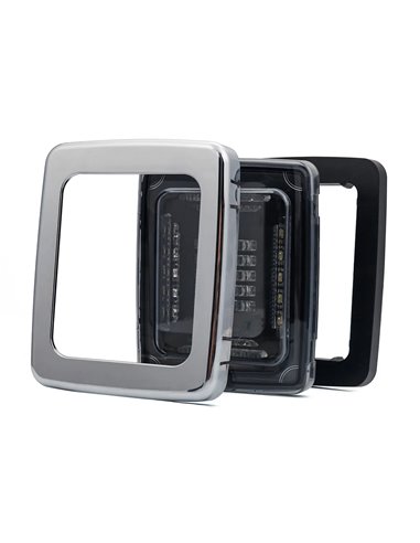 Feu arrière LED CUBE LZD 2876 | Feux de recul et antibrouillard | IP68 12/24 V | F1 AR | Cadre chromé