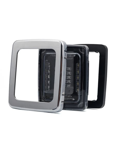 Lanterna traseira de LED CUBE LZD 2876 | Luz de ré e de neblina | IP68 12/24V | F1 AR | Moldura cromada