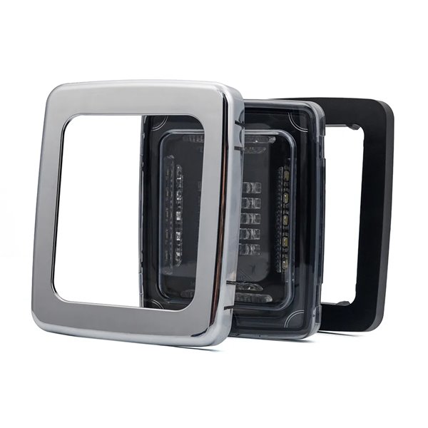 Piloto Trasero LED CUBE LZD 2876 | Marcha Atrás y Antiniebla | IP68 12/24V | F1 AR | Marco Cromado