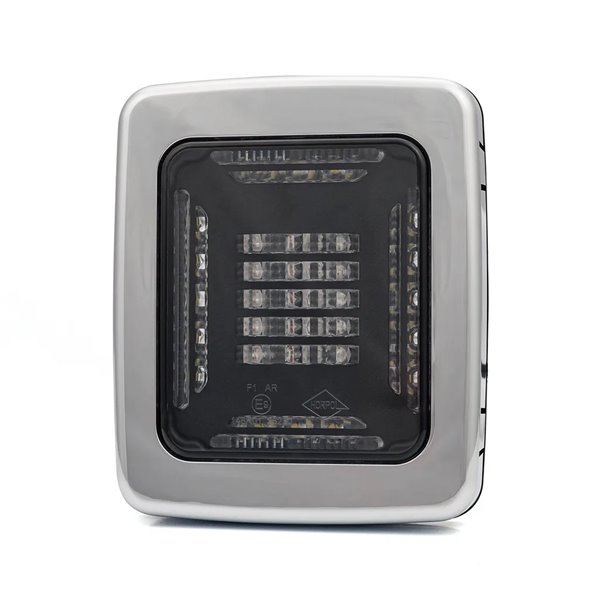 Lanterna traseira de LED CUBE LZD 2876 | Luz de ré e de neblina | IP68 12/24V | F1 AR | Moldura cromada