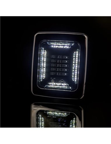 Piloto Trasero LED CUBE LZD 2876 | Marcha Atrás y Antiniebla | IP68 12/24V | F1 AR | Marco Cromado