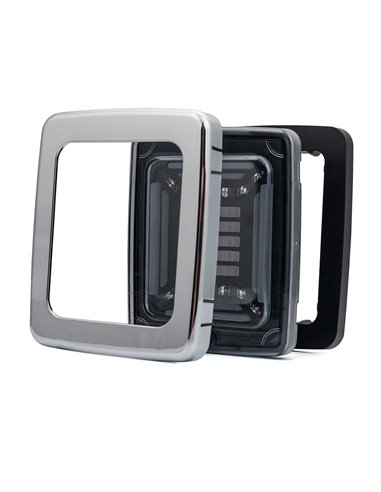 Piloto Trasero LED CUBE Cromado Rectangular | Posición NEON, Freno e Intermitente Dinámico | IP68 12/24V | 2a R1 S1