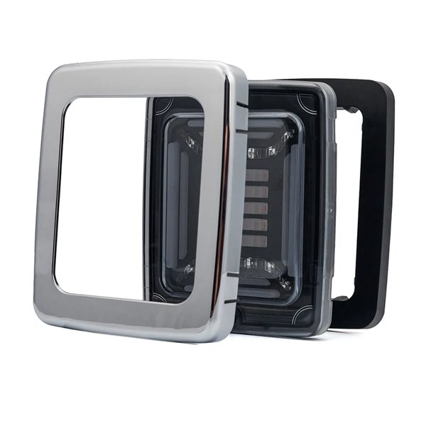 Lanterna traseira retangular cromada CUBE LED | Luz de posição neon, freio e seta dinâmica | IP68 12/24V | 2a R1 S1