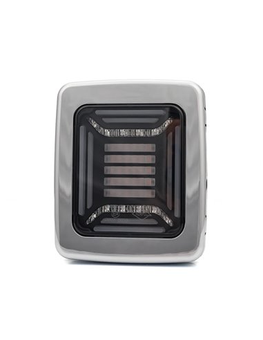Piloto Trasero LED CUBE Cromado Rectangular | Posición NEON, Freno e Intermitente Dinámico | IP68 12/24V | 2a R1 S1