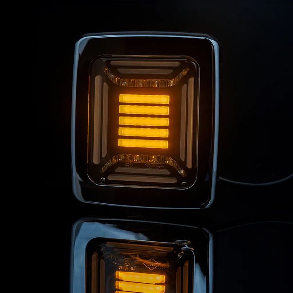 Piloto Trasero LED CUBE Cromado Rectangular | Posición NEON, Freno e Intermitente Dinámico | IP68 12/24V | 2a R1 S1