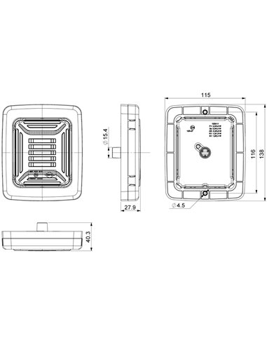 Lanterna traseira retangular cromada CUBE LED | Luz de posição neon, freio e seta dinâmica | IP68 12/24V | 2a R1 S1