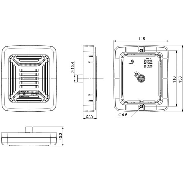 Lanterna traseira retangular cromada CUBE LED | Luz de posição neon, freio e seta dinâmica | IP68 12/24V | 2a R1 S1
