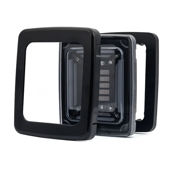 Feu arrière LED noir CUBE | Feux de position, de freinage et clignotants dynamiques néon | IP68 12/24 V | 2 A R1 S1