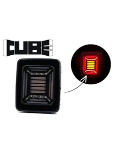 Feu arrière LED noir CUBE | Feux de position, de freinage et clignotants dynamiques néon | IP68 12/24 V | 2 A R1 S1 2