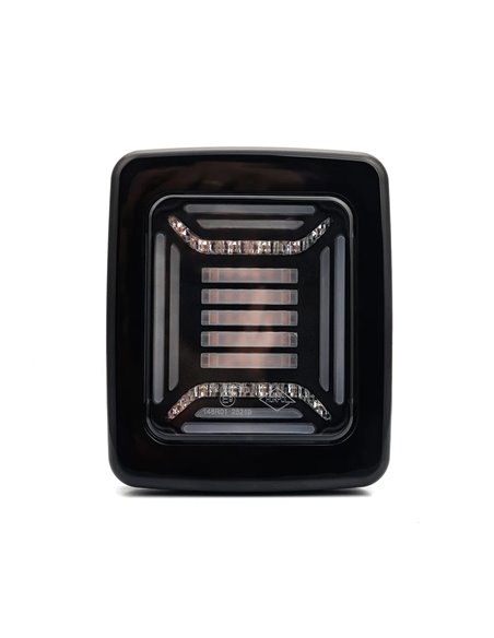 Feu arrière LED noir CUBE | Feux de position, de freinage et clignotants dynamiques néon | IP68 12/24 V | 2 A R1 S1