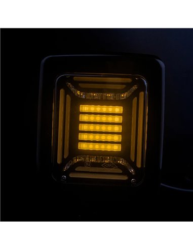 Feu arrière LED noir CUBE | Feux de position, de freinage et clignotants dynamiques néon | IP68 12/24 V | 2 A R1 S1