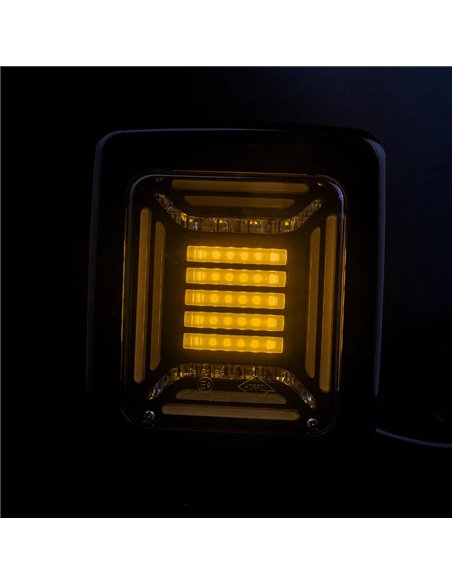 Feu arrière LED noir CUBE | Feux de position, de freinage et clignotants dynamiques néon | IP68 12/24 V | 2 A R1 S1