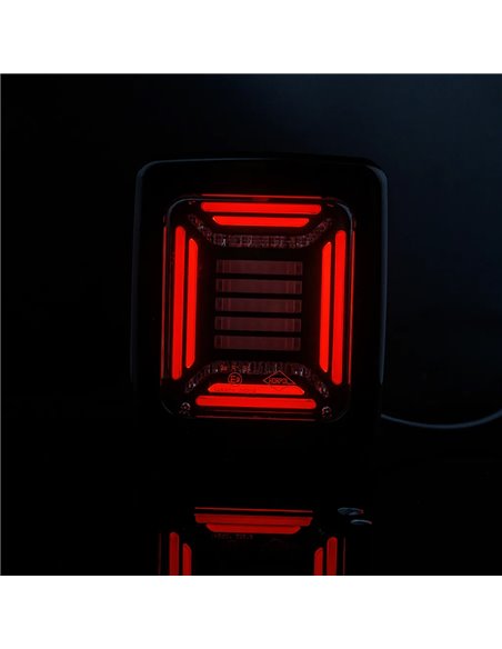 Feu arrière LED noir CUBE | Feux de position, de freinage et clignotants dynamiques néon | IP68 12/24 V | 2 A R1 S1