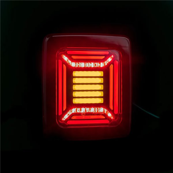 Feu arrière LED noir CUBE | Feux de position, de freinage et clignotants dynamiques néon | IP68 12/24 V | 2 A R1 S1