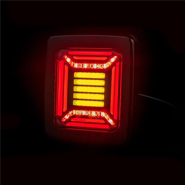 Feu arrière LED noir CUBE | Feux de position, de freinage et clignotants dynamiques néon | IP68 12/24 V | 2 A R1 S1