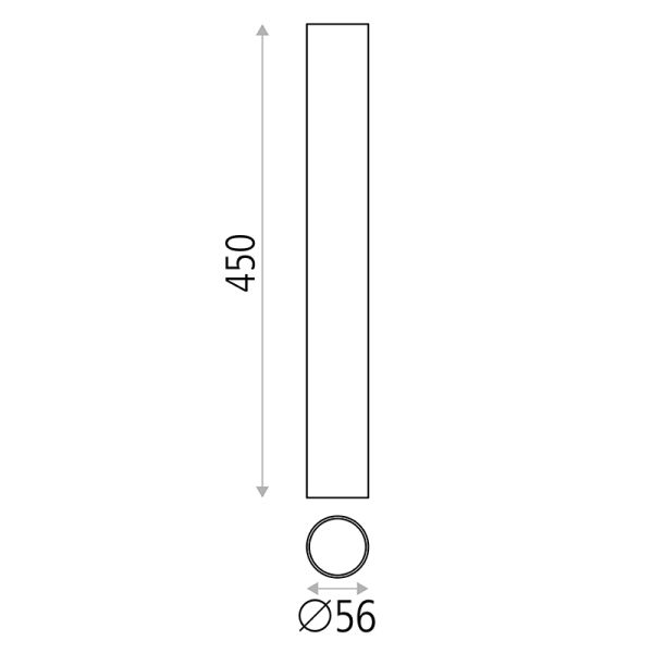 Plafón tubular Zoom 45cm medidas