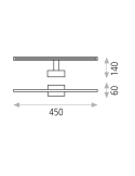 Aplique de pared LED metálico para baños Menorca 12W Ip44 Medidas