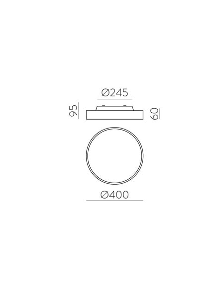 Plafón de techo/Aplique de pared LED ROMA con luz arriba y abajo Ø 40cm 2800Lm + 5W 500Lm, Difusor Microprismatico, 2700K-3000K 