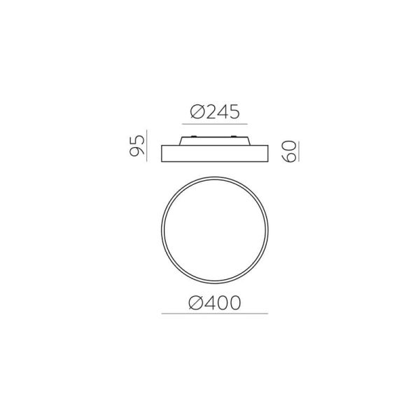 Plafón de techo/Aplique de pared LED ROMA con luz arriba y abajo Ø 40cm 2800Lm + 5W 500Lm, Difusor Microprismatico, 2700K-3000K 
