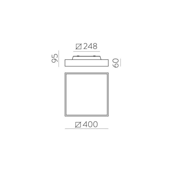 Plafón/Aplique LED cuadrado con difusor microprismático OPORTO negro texturado, 40W 2800Lm+5W 500Lm, 2700K-3000K