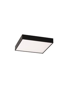 Plafón/Aplique LED cuadrado con difusor microprismático OPORTO negro texturado, 40W 2800Lm+5W 500Lm, 2700K-3000K