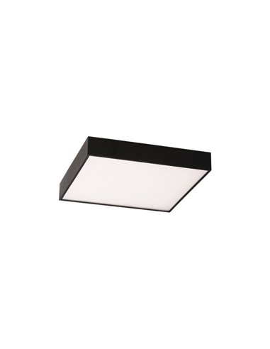 Plafón/Aplique LED cuadrado con difusor microprismático OPORTO negro texturado, 40W 2800Lm+5W 500Lm, 2700K-3000K