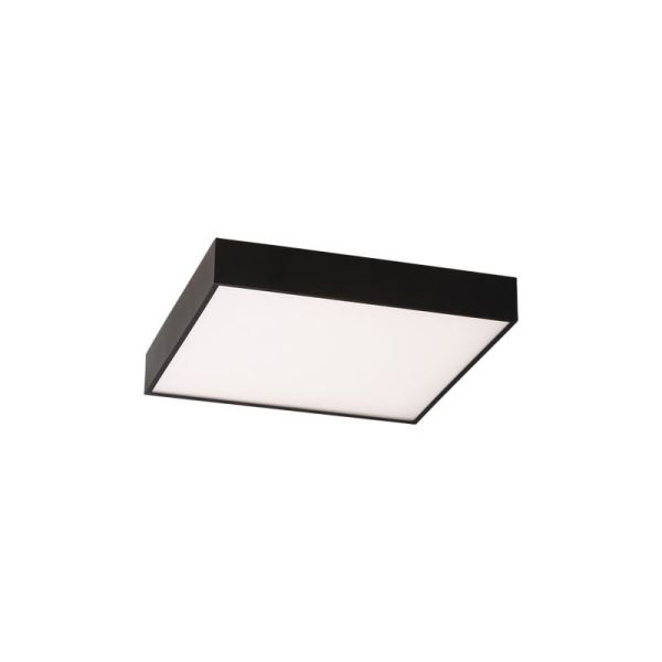 Plafón/Aplique LED cuadrado con difusor microprismático OPORTO negro texturado, 40W 2800Lm+5W 500Lm, 2700K-3000K