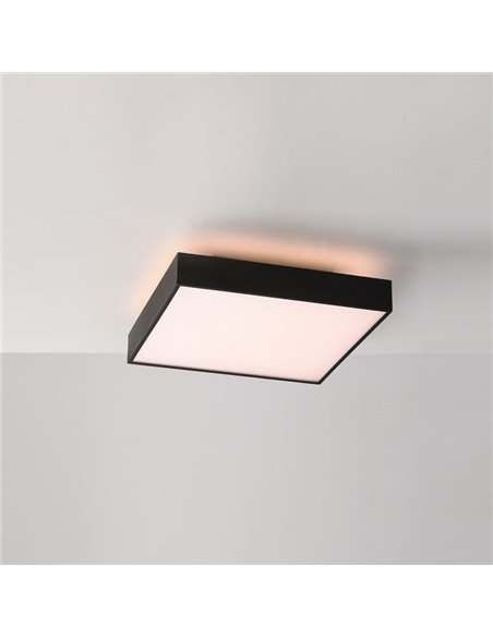 Plafón/Aplique LED cuadrado con difusor microprismático OPORTO negro texturado, 40W 2800Lm+5W 500Lm, 2700K-3000K