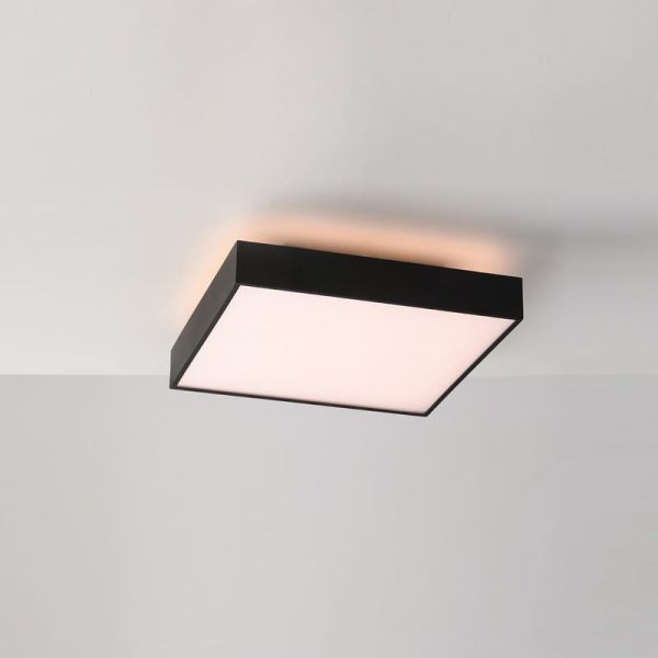 Plafón/Aplique LED cuadrado con difusor microprismático OPORTO negro texturado, 40W 2800Lm+5W 500Lm, 2700K-3000K