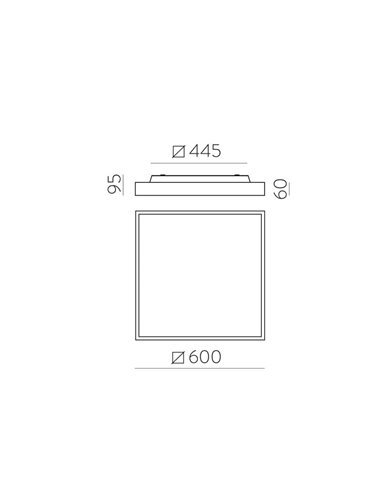 Plafón/Aplique LED cuadrado OPORTO negro texturado, 65W 6000Lm+9W 760Lm, 2700K-3000K con difusor microprismático
