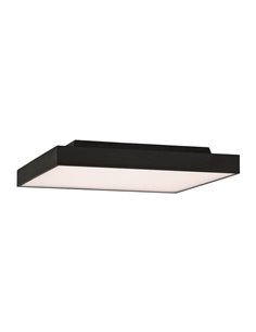 Plafonnier/applique murale LED carré noir texturé OPORTO, 65 W 6000 lm + 9 W 760 lm, 2700 K-3000 K avec diffuseur microprismatiq