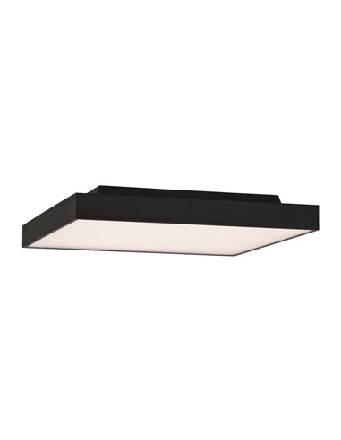 Plafón/Aplique LED cuadrado OPORTO negro texturado, 65W 6000Lm+9W 760Lm, 2700K-3000K con difusor microprismático
