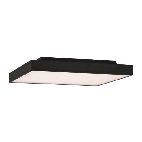 Plafón/Aplique LED cuadrado OPORTO negro texturado, 65W 6000Lm+9W 760Lm, 2700K-3000K con difusor microprismático